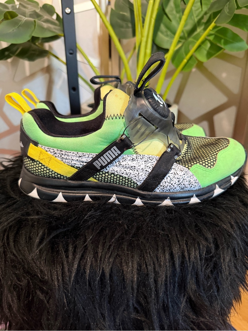 Puma Disc System Sneakers Lime Green Black Athletic Shoes Women’s US 8.5 EU 39